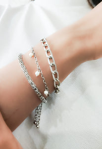 Silver Handcrafted bracelet stack