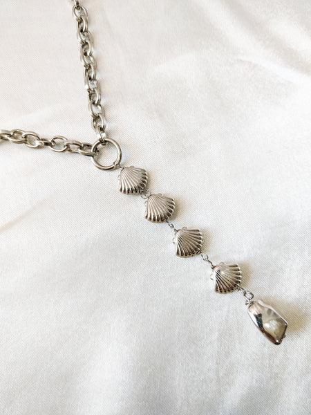 Statement Handcrafted silver shell necklace
