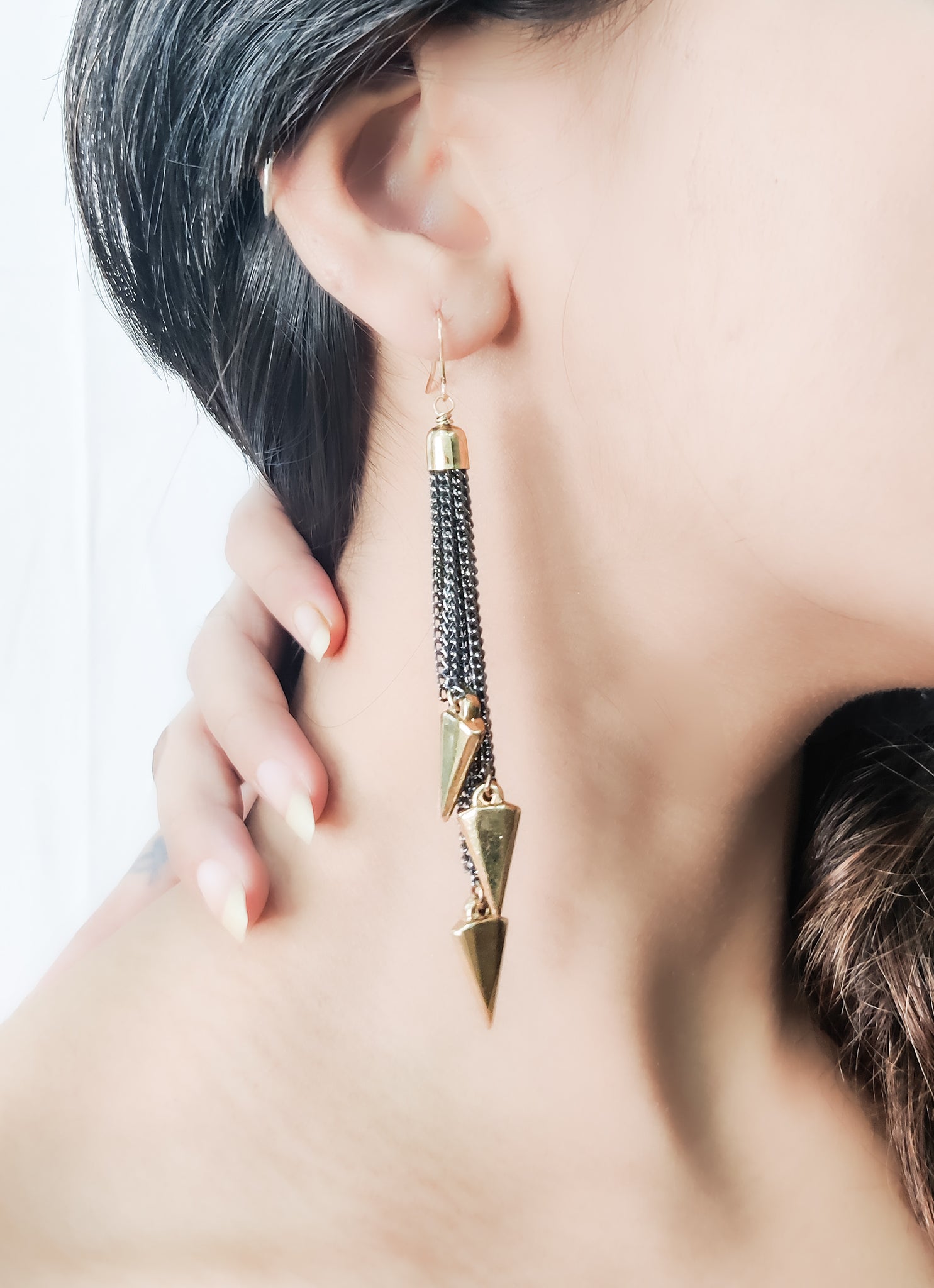 Black and golden edgy handcrafted earrings