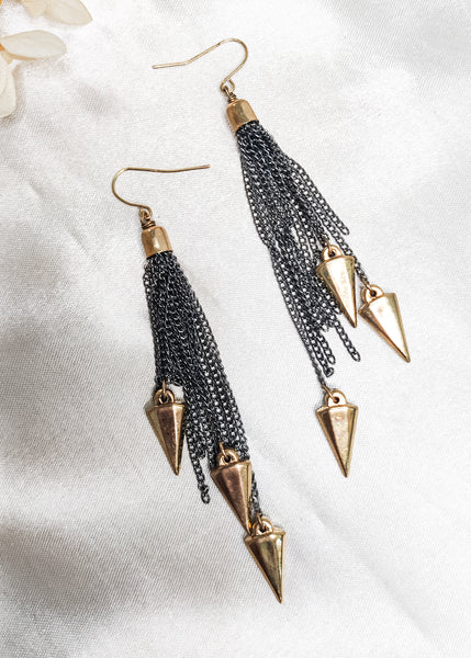 Black and golden edgy handcrafted earrings