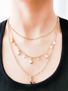 Three layered rose gold handcrafted necklace