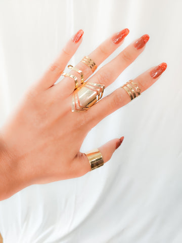 Stackable handcrafted golden ring