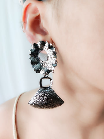 Black metal handcrafted earrings