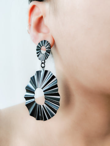 Irregular handcrafted black earrings