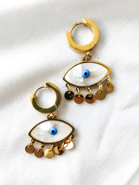 Evil eye Huggies Handcrafted earrings