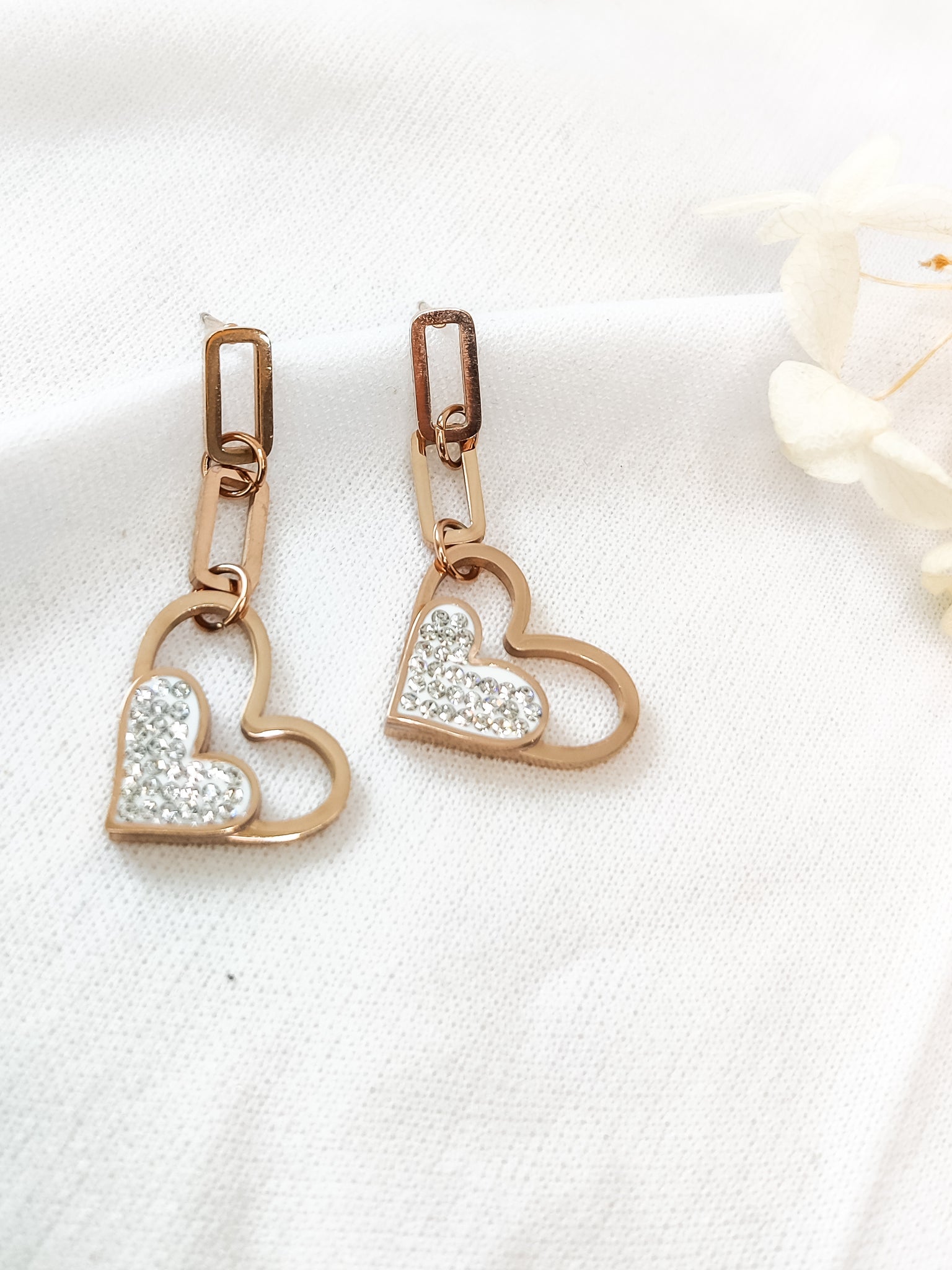 Handcrafted heart drop earring