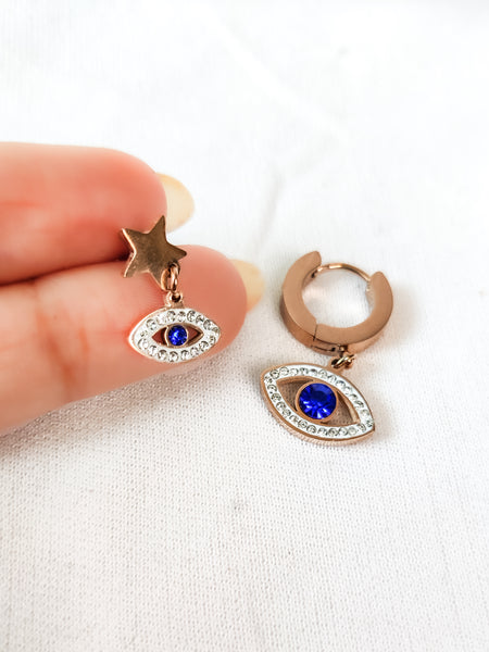 Mis matched evil eye handcrafted earrings