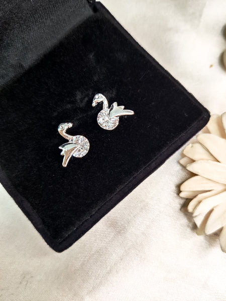 Small swan handcrafted waterproof earrings