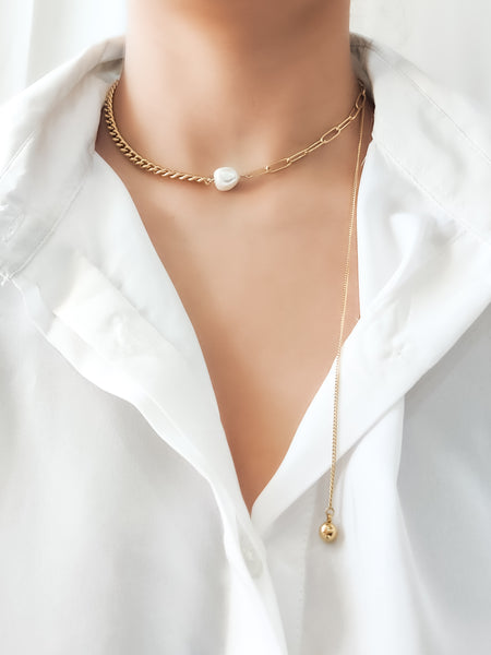 Handcrafted waterproof choker pearl necklace