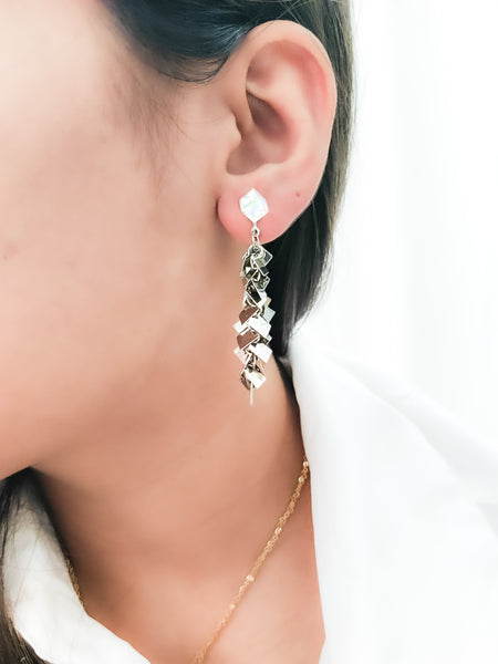 Handcrafted silver drop plated earrings