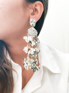 Handcrafted plated long earrings