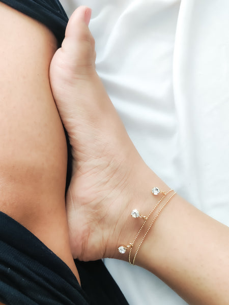 Dual layered golden handcrafted waterproof anklet