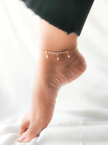 Cz studded Waterproof handcrafted anklet