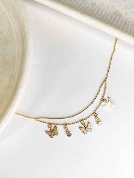 Dual layered handcrafted waterproof butterfly anklet