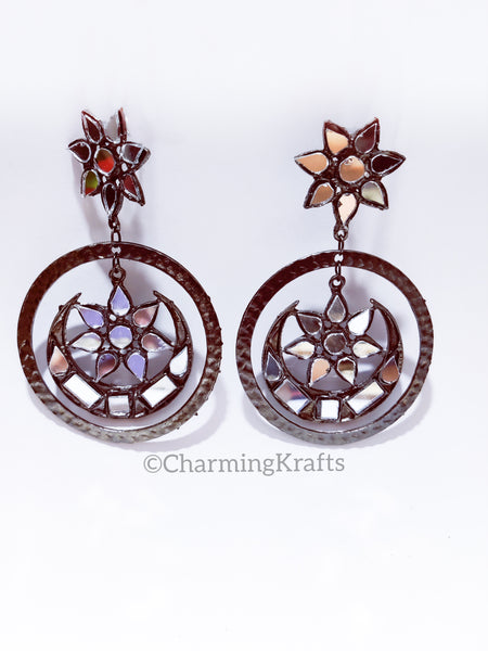 Half Moon Mirror Cutwork Earrings