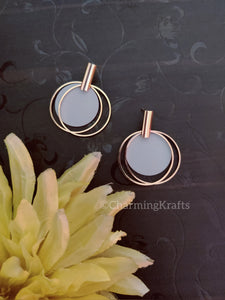 Golden Handcrafted Small Round Resin Drop Earrings