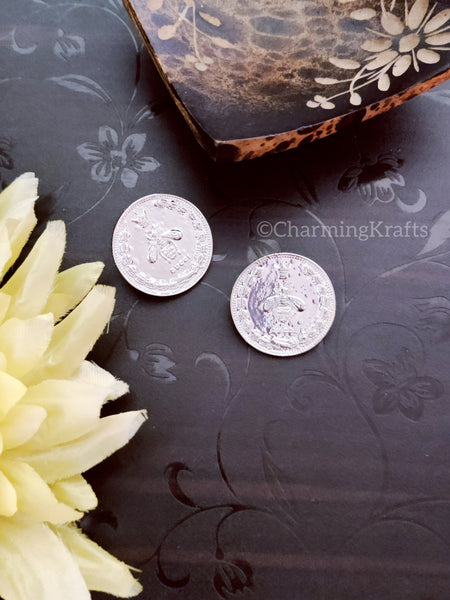 Silver Chrome Coin Handcrafted Stud Earrings