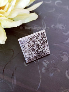 Square Antique Oxidized Silver Metal Ring