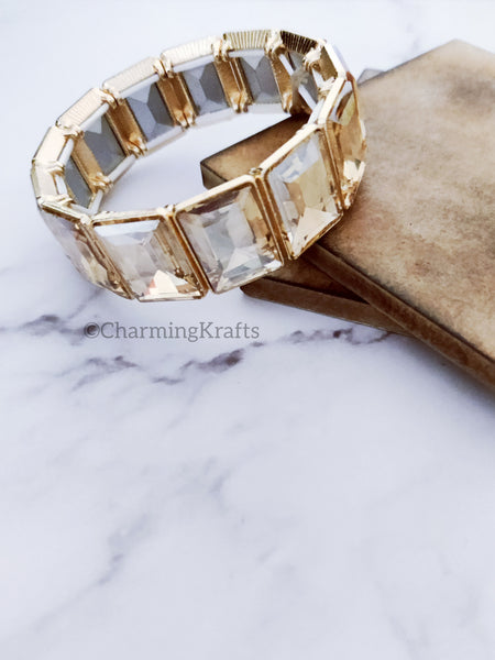 Golden Big American Diamond Bangle Handcrafted Bracelet