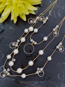 Multi Layer Handcrafted Faux Pearl and Glass beads Necklace