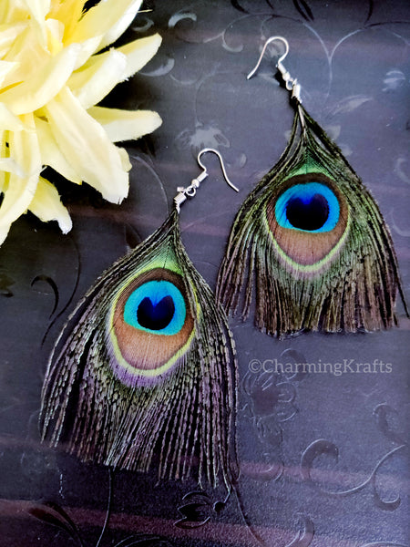Peacock Feather Dangler Earrings