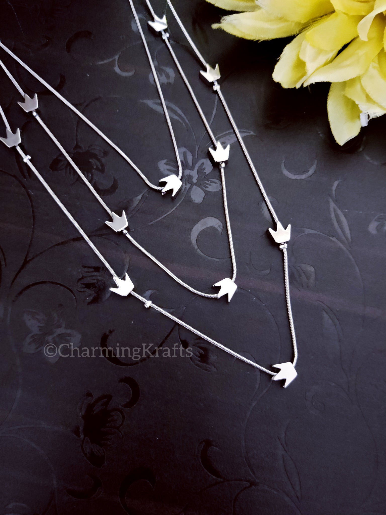 Silver Multi-Layered Handcrafted Crown Necklace