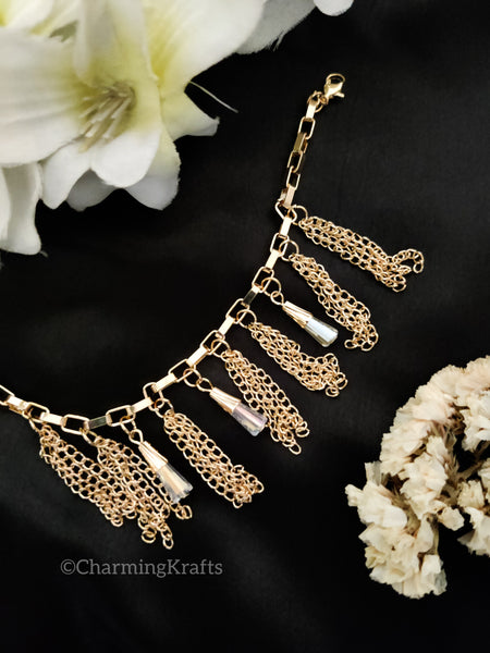 Golden Chain and Crystal Handcrafted Bracelet