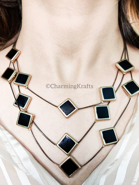 Handcrafted Everlasting Black and Gold Necklace