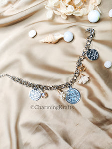 Flowers and Coin Charms Handcrafted Bracelet