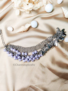Handcrafted Silver and Lilac  Multilayered bracelet