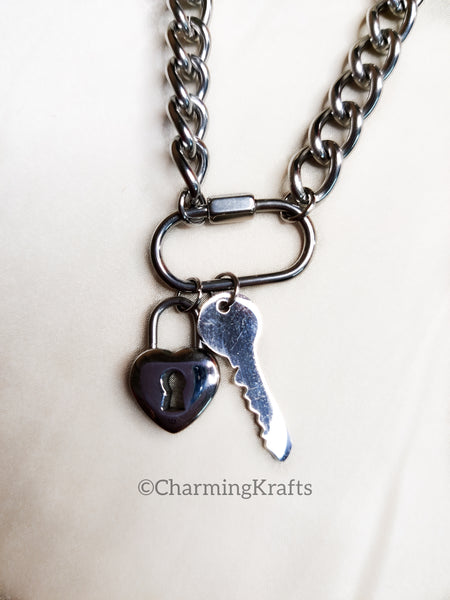 Heart lock and key Handcrafted Necklace