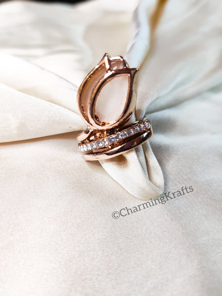 Lotus Rose-Gold with Zirconia Handcrafted Ring