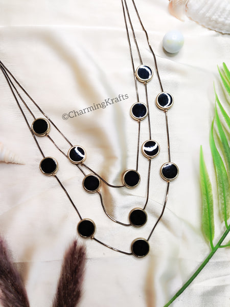 Layered golden Black Bead Handcrafted Necklace