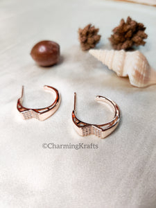 Rose-Gold small Rhinestone Handcrafted Hoop Earrings