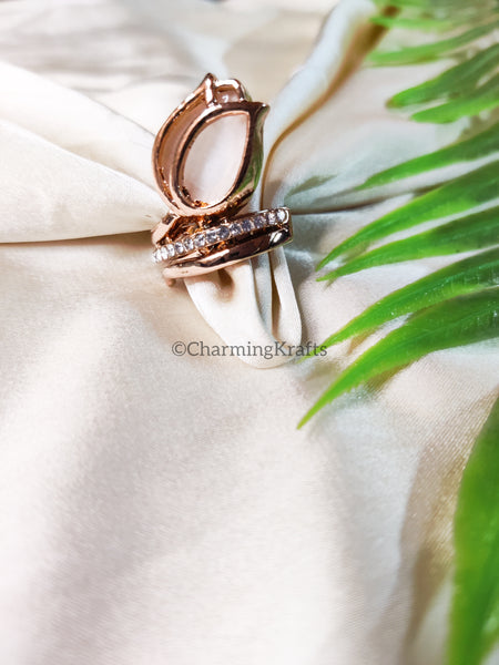 Lotus Rose-Gold with Zirconia Handcrafted Ring