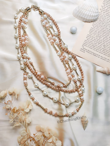 Layered Golden Pearl Handcrafted Necklace