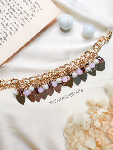 Lilac and Sequins Charm Handcrafted Bracelet