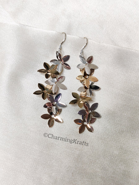 Dual-Toned Handcrafted Flower Earrings