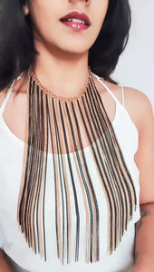 Big statement black and golden handcrafted necklace